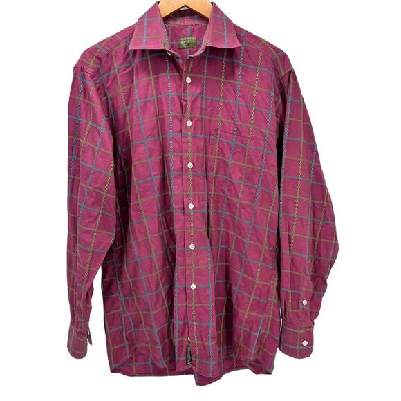Gitman Bros Shirt Mens Medium Cotton Lightweight Flannel Button Up Check Plaid - Picture 1 of 8